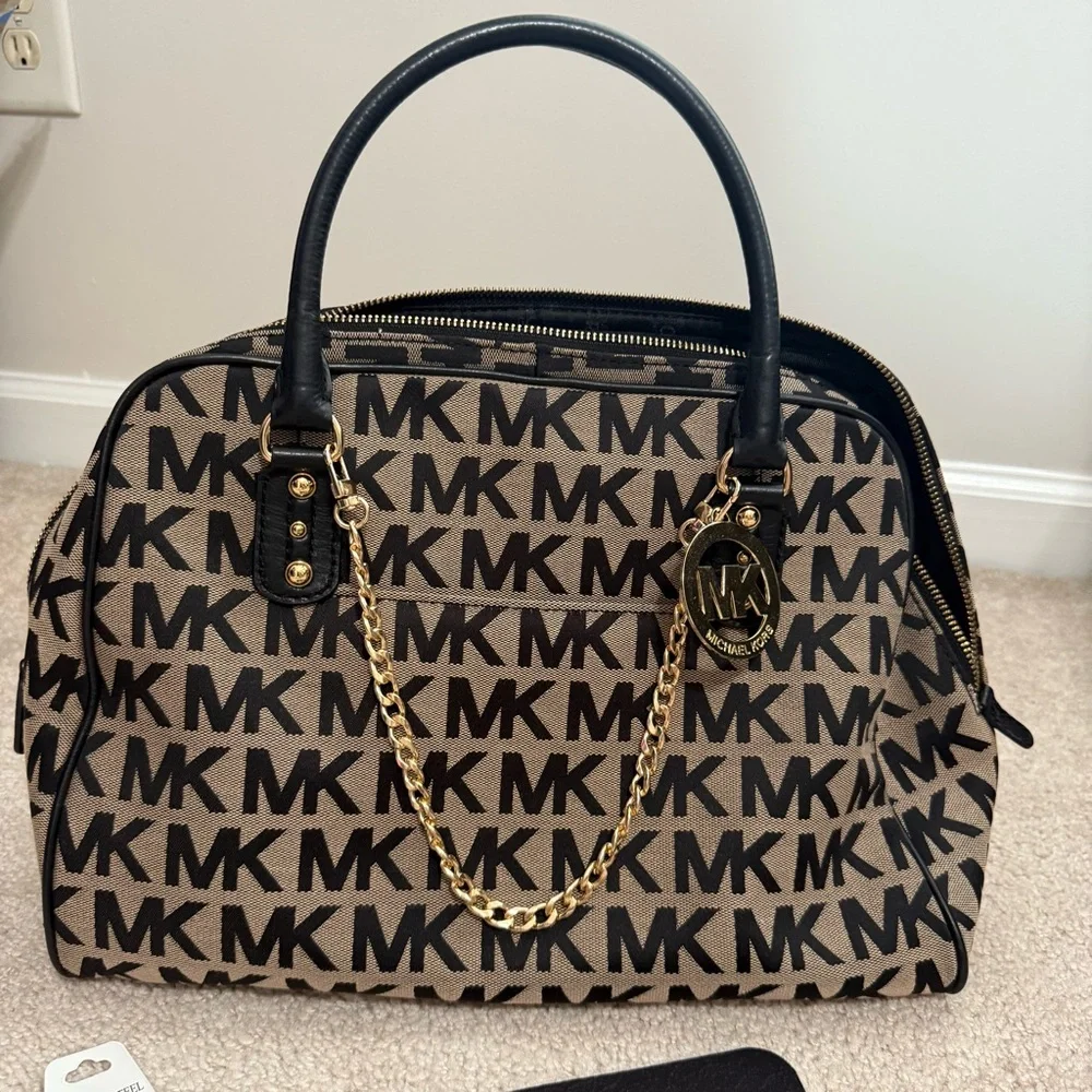 Michael Kors Veronica Monogram Canvas & Leather Dome Satchel